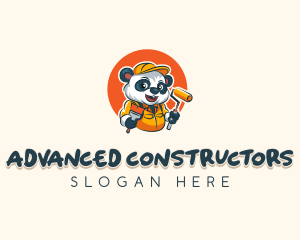 Cute Painter Panda logo design