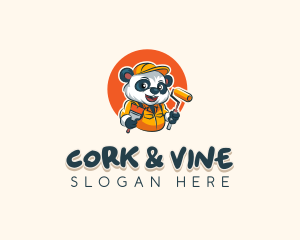 Cute Painter Panda logo design