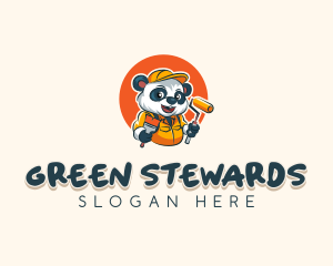 Cute Painter Panda logo design