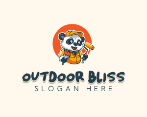 Cute Painter Panda logo design