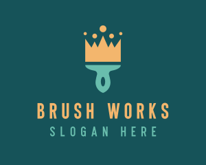 Painting Brush King Crown logo design