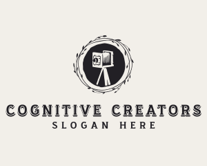 Vintage Camera Wreath logo design