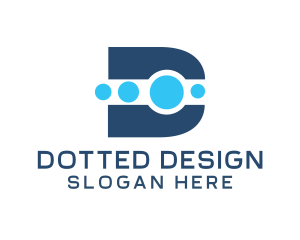 Gaming Tech Dots Letter D logo design