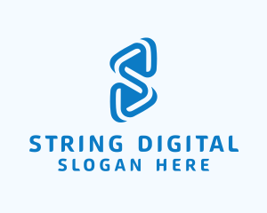 Blue Digital Letter S logo design