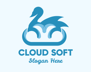 Blue Cloud Swan logo design