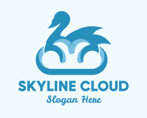 Blue Cloud Swan logo design