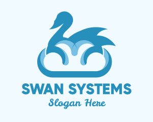 Blue Cloud Swan logo design