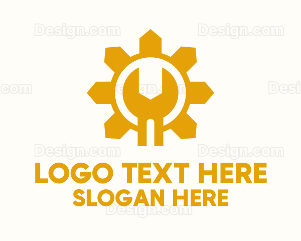 Yellow Sun Wrench Mechanic Logo