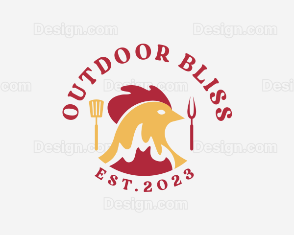 Chicken BBQ Flame Grill Logo