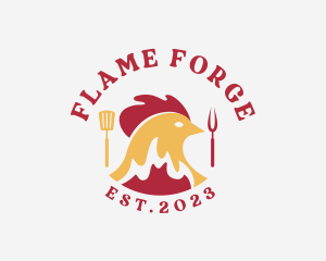 Chicken BBQ Flame Grill logo design