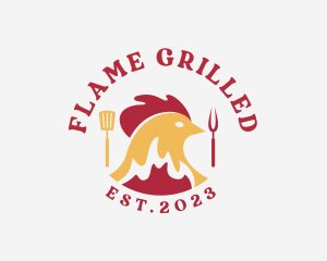 Chicken BBQ Flame Grill logo design