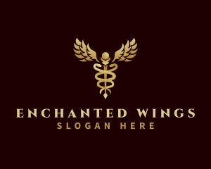 Health Caduceus Wing logo design