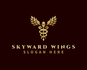 Health Caduceus Wing logo design