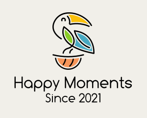 Happy Perched Toucan  logo design