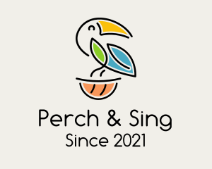 Happy Perched Toucan  logo design