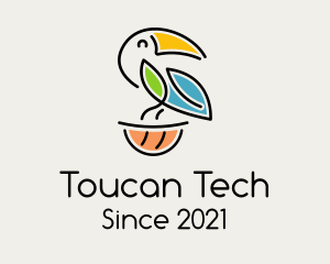 Happy Perched Toucan  logo design