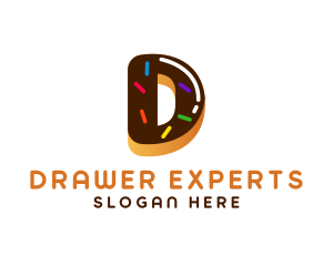 Donut Bakery Dessert Letter D logo design