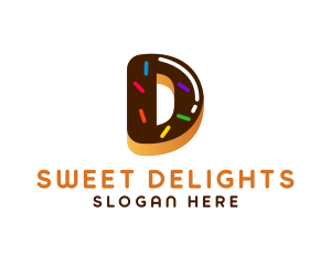 Donut Bakery Dessert Letter D logo