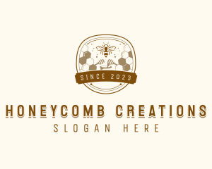 Bee Honeycomb Honey logo design