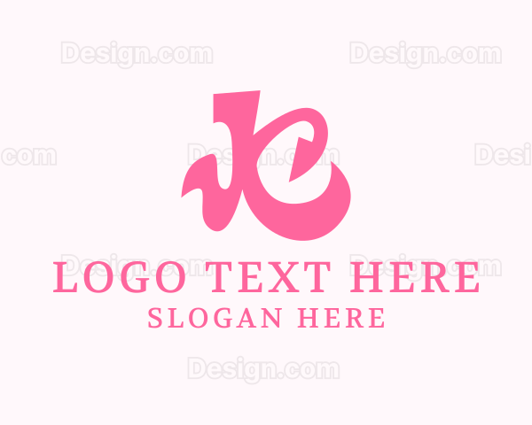 Pink Curly Letter K Logo