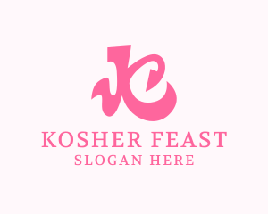 Pink Curly Letter K logo design