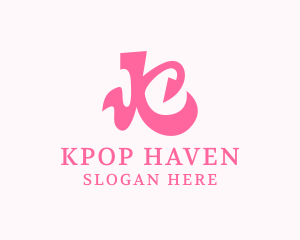 Pink Curly Letter K logo design