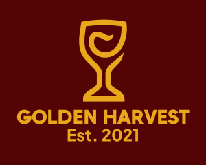 Golden Wine Goblet logo design