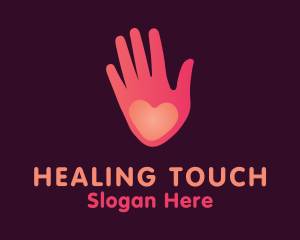 Pink Heart Hand Healing logo design