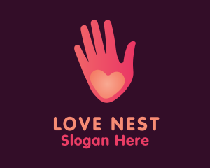 Pink Heart Hand Healing logo design