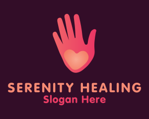 Pink Heart Hand Healing logo design