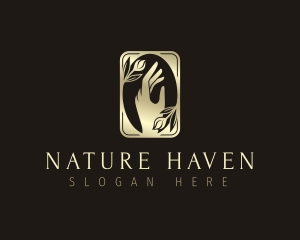 Natural Flower Hand logo design