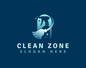 Cleaning Broom Sprayer logo design