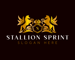 Pegasus Stallion Shield logo design