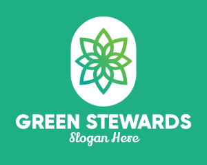 Green Lotus Flower  logo design