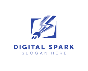 Plug Lightning Spark logo design