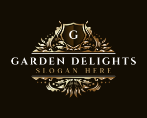 Floral Shield Garden logo design