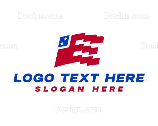 Patriotic Flag Letter E Logo