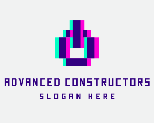 Pixel Power Glitch logo design