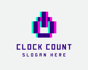 Pixel Power Glitch logo design