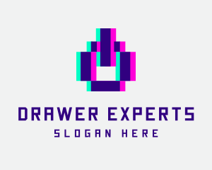 Pixel Power Glitch logo design