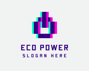 Pixel Power Glitch logo design