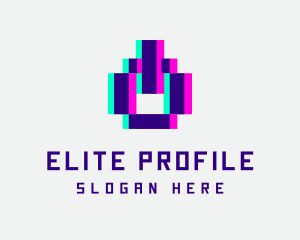 Pixel Power Glitch logo design