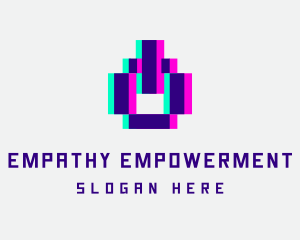 Pixel Power Glitch logo design