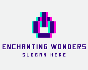 Pixel Power Glitch logo design