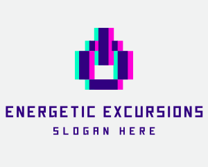 Pixel Power Glitch logo design