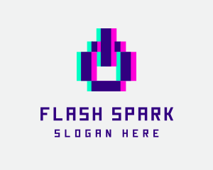 Pixel Power Glitch logo design