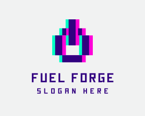 Pixel Power Glitch logo design