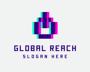 Pixel Power Glitch logo design