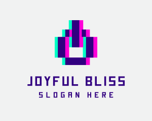 Pixel Power Glitch logo design