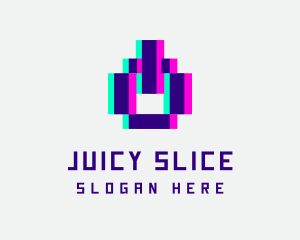 Pixel Power Glitch logo design